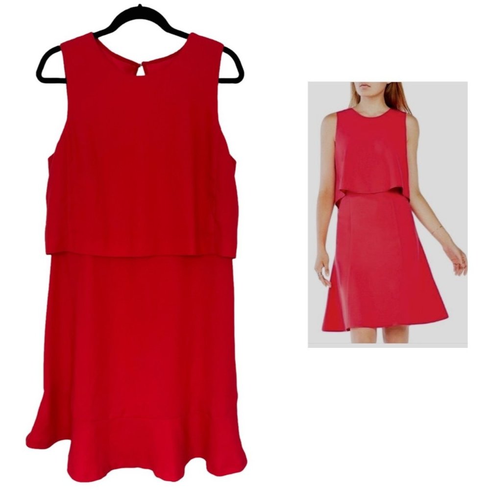 Size 14 BANANA REPUBLIC RED OVERLAY DRESS Summer‎ Wedding Party Day/Evening